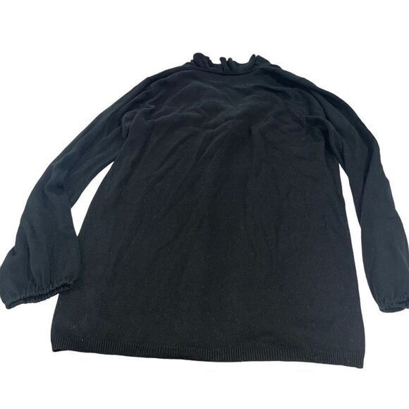 Mud Pie Black Ruffle Collar Sweater - Size Large - Picture 2 of 8